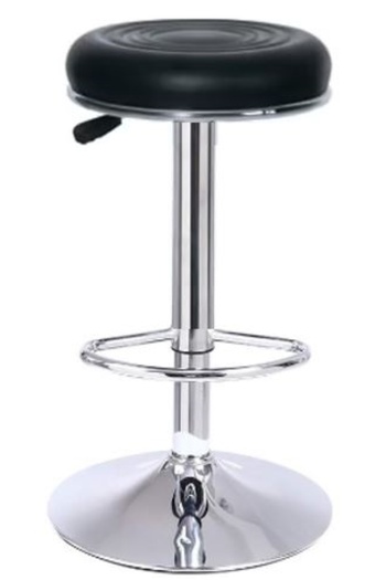AWF AL WADI FURNITURE Round Bar Stool Counter Adjustable Height PU Leather Bar Chair for Kitchen Dining Living Spa, Black