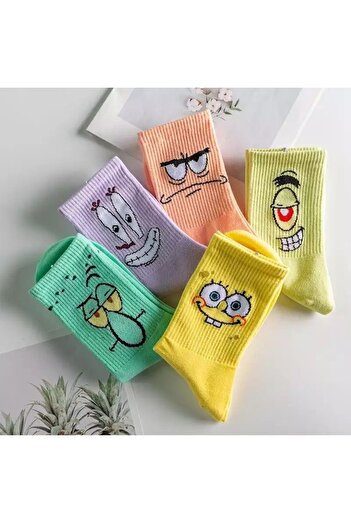 UZN SOCKS 5 ΖΕΥΓΑ ΒΑΜΒΑΚΙΝΕΣ ΚΟΛΛΕΓΙΑΚΕΣ ΚΑΛΤΣΕΣ ΜΕ ΧΡΩΜΑΤΙΚΟ ΣΧΕΔΙΟ / ΧΡΩΜΑΤΙΣΤΕΣ ΑΘΛΗΤΙΚΕΣ ΚΑΛΤΣΕΣ