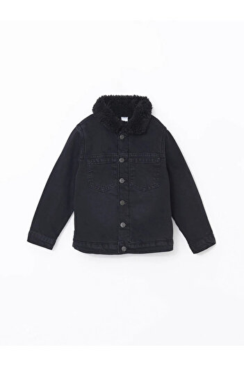 LC Waikiki Lcw Kids Black Fur Boys' Jean Jacket