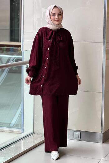 Ghisa Shawl Collar Patterned Shirt and Pants Set