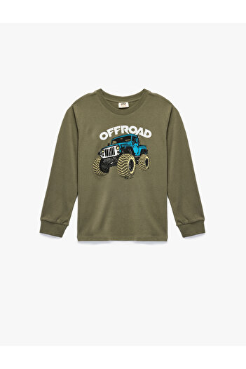 Koton Cotton Long Sleeve Crew Neck Printed T-Shirt