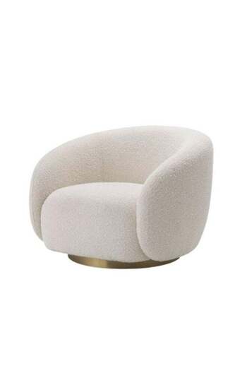 soufa dibaj Side Chair Bouclé - 90x90x88 cm - White
