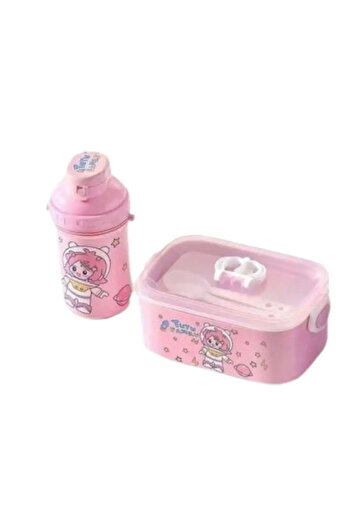 Generic Lunch box with accessories: water bottle, spoon and fork