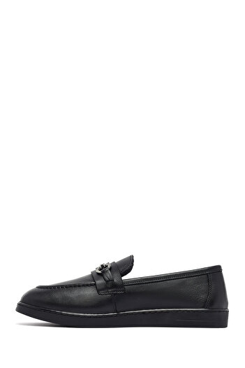 Derimod Women's Black Buckle Leather Loafer 25Afd204318