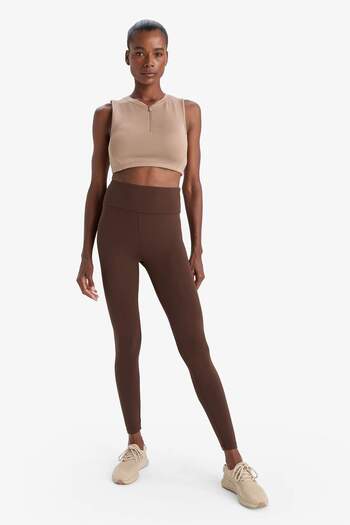 DeFacto Defactofit High Waist Soft Fleece Inside Waist Hugging Basic Plain Sports Leggings W8206Az25Au