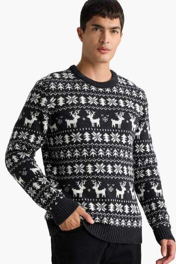 DeFacto Christmas Themed Knitwear Sweater G1047Ax25Wn