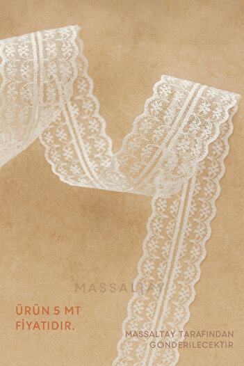 Massaltay Double Layer Guipure Lace Ribbon White 5 Meters (Width 5 cm) – Decoration, Wedding, Henna and Handicraft Material