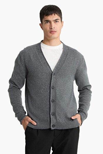DeFacto Relax Fit V-Neck Buttoned Knitwear Cardigan F7228Ax25Wn