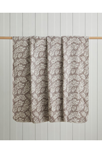 English Home Foliage Cotton Acrylic Double Blanket 200X220 cm Pebble Stone