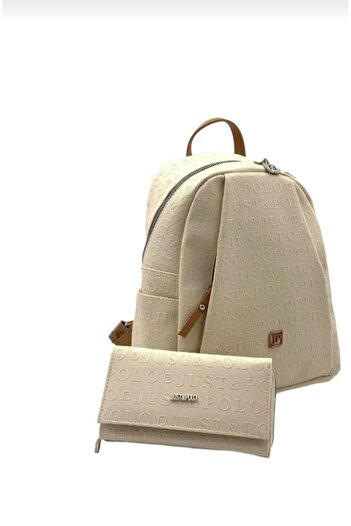 eflanmoda Just Polo Monogram Printed Women's Backpack+Wallet