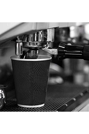 MARKQ [50 Pack] 4oz Black Disposable Coffee & Tea Cups - Corrugated Triple Wall Paper Cups, Eco-Friendly