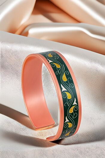 OSMANLI GÜMÜŞ Women's Copper Bracelet - Pia Model Special Edition Metal Box and Quartz Stone