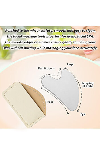 L&Wen Gua Sha Facial Tool, Stainless Steel Guasha Face Massager, Reduce Puffiness, Relax Skin for Face