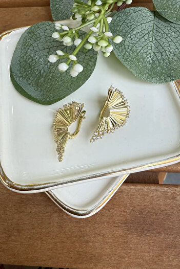 AURA ATELIER Steel Serrated Edges Stone Earrings