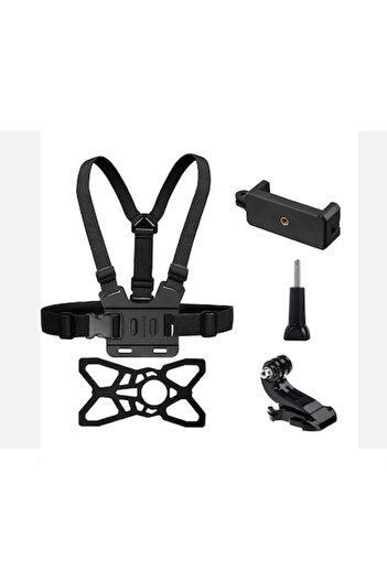 HYVESTO Phone and GoPro Holder with Hands-Free HYVESTO®, Universal, Adjustable Straps, 5-in-1 Set, Black