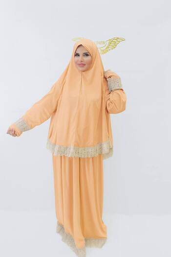 ALDAİR Double Piece Women's Hijab Embroidered Prayer Dress Anti-Sweat Prayer Clothing