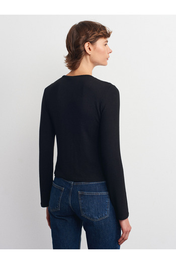 Dilvin 32055 Long Sleeve Cardigan-Black