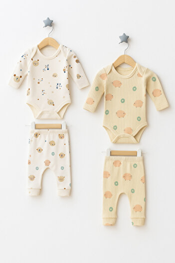 Beniizle Patterned 2-Piece Baby Girl Bodysuit Set