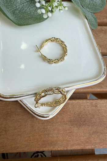 AURA ATELIER Steel Stone & Stoneless Chain Hoop Earrings