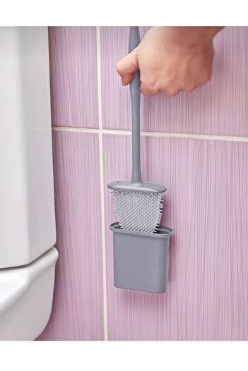 pure age Anthracite Silicone Toilet Bowl and Toilet Brush Silicone Wall-Adhering Bendable Practical