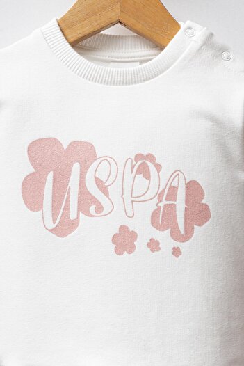 U.S. Polo Assn. White Powder Baby Girl 2-Piece Top and Bottom Set