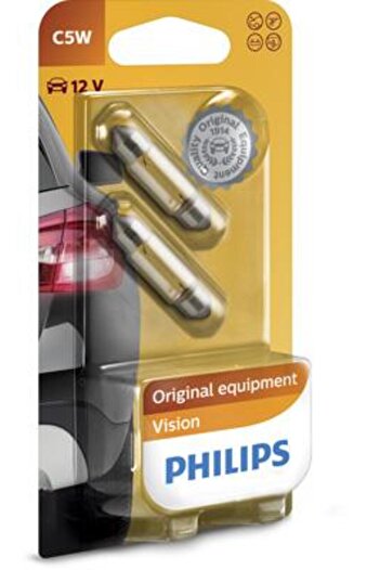 Philips Set of 2 12V C5W Festoon Vision Bulbs, Blister, 12844B2