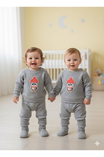 Feyza Cotton Waffle Fabric Animal Printed Baby Bottom - Top Set