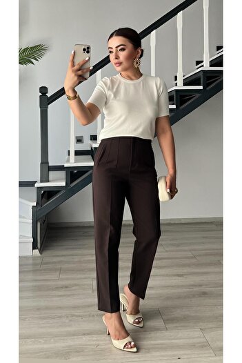 Oslove Bitter Brown Flat Pants