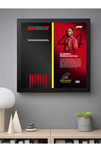 artevelle Ferrari Formula 1 Lewis Hamilton Tasarımlı Arka Plan Baskılı MDF Çerçeve (Legosuz/Arabasız )