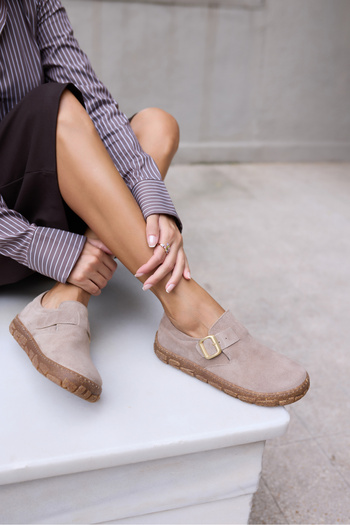 ANGELİNA JONES Alessi̇ Women's Mink Suet Loafer Shoes