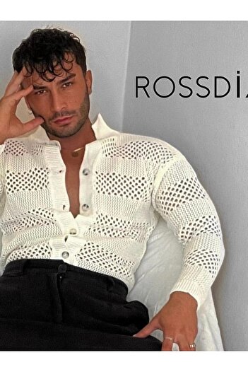 Butik Ross Hollow Knitted Fabric Cardigan Shirt