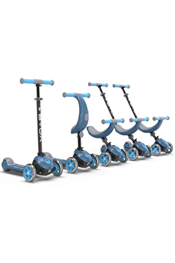 byox Folding Scooter for Children, Motion 4 in1 Blue, Transformable Model, Age 1-5 Years