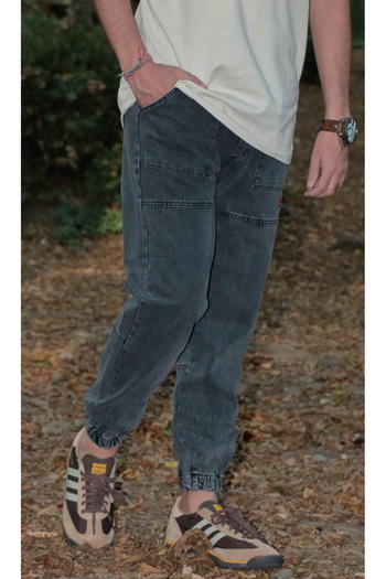 green poll Men's Jogger Pants with Elastic Waist and Cuffs, Non-Lycra Fabric, Stylish and Modern Design