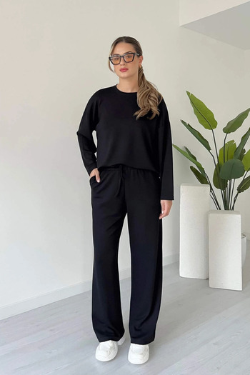 MODAMİNEM Women's Modal Fabric Long Sleeve Basic Tracksuit Set