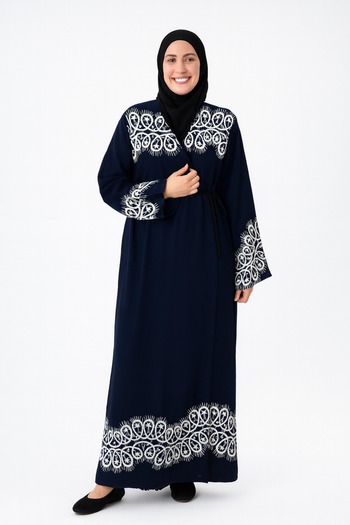 Bilenler Ring Patterned Double Breasted Prayer Dress – Side Tie, Comfortable Fit Size 36–46