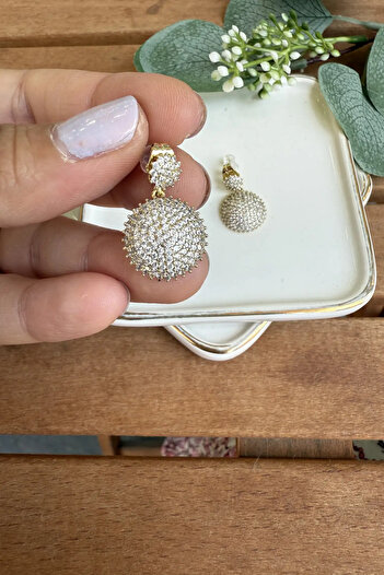 AURA ATELIER Steel Dangle Stone Round Earrings