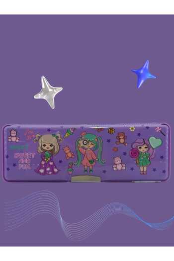 FixPoint Double-Sided, Double-Pencil Sharpener, Wallet-Type Purple Pencil Bag/Pencil Holder