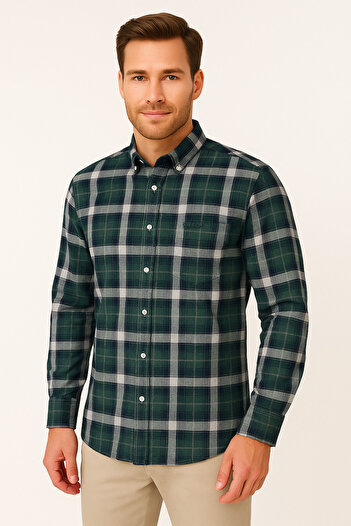 ModaPlaza Classic Checkered Melange Long Sleeve Shirt Pier Chuvin