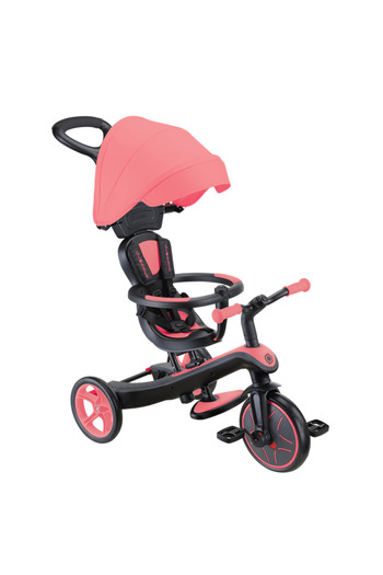 Globber Explorer Trike Kids Convertible 4 in 1 Adjustable Tricycle – Multi Stage Ride On – Coral Pink