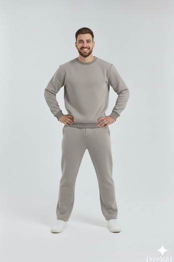 OXVİN Σετ φόρμας oversize με ίσιο πόδι, με λαιμόκοψη τριπλής κορδέλας, μαλακό εσωτερικό βαμβακερό