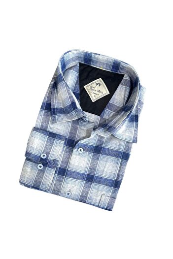 GÖMLEK GALERİSİ Classic Wide Cut Plaid Flannel Long Sleeve Men's Shirt