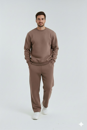 OXVİN Σετ φόρμας oversize με ίσιο πόδι, με λαιμόκοψη τριπλής κορδέλας, μαλακό εσωτερικό βαμβακερό
