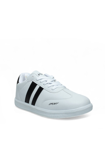 Volis White Memory Foam Sole Daily Lace-Up Men's Sneaker Shoes