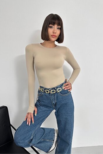 New Now MODAL KUMAŞ PARMAK GEÇİRMELİ UZUN KOL BODY