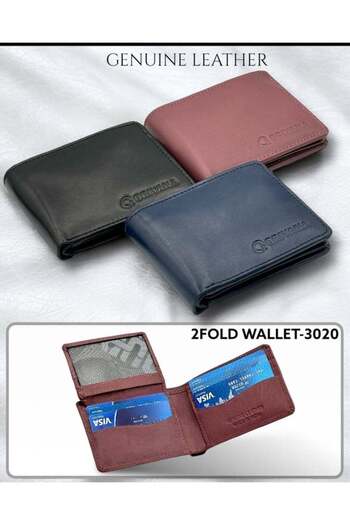 LEATHERWORLD 3pcs Combo Set Genuine Leather 2 Fold Wallet for Men – Slim Bifold Wallet with Card Holder & ID Wi