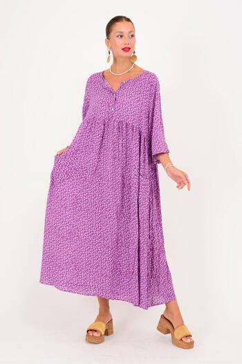 Park Moda An164 Three Buttons Bold Flower Pattern Dress