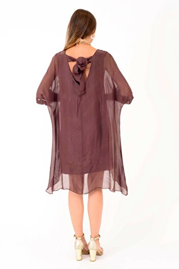 Park Moda 6129 Silk Dress with Tie at the Back