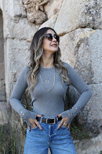 bytugcekaya Smoked Standard Size Sleeve Drop Sweater