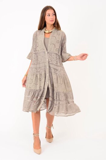 Park Moda 24029 Fisto Detail Midi Lace Dress