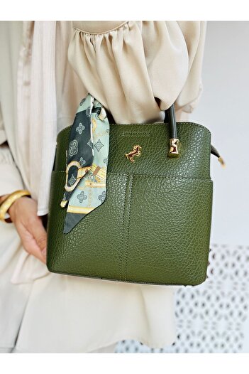 Çanta Trend Miami Polo Clup 5 Compartment Women's Bag with Scarf Accessory and Hand and Shoulder Strap